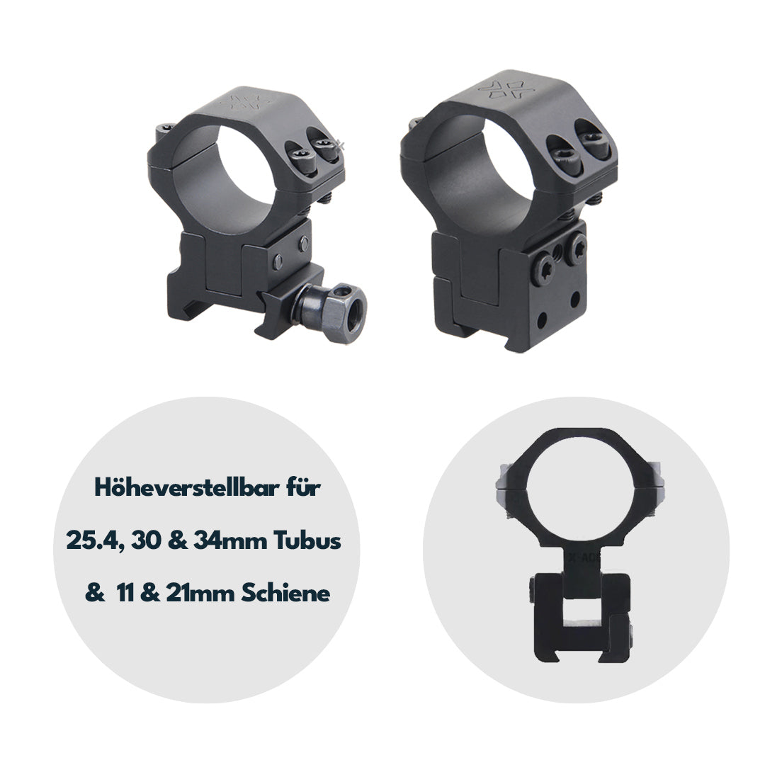 Vector Optics höhenverstellbare Montage für 25,4mm, 30mm & 34mm Tubus und 11mm / 21mm Schiene