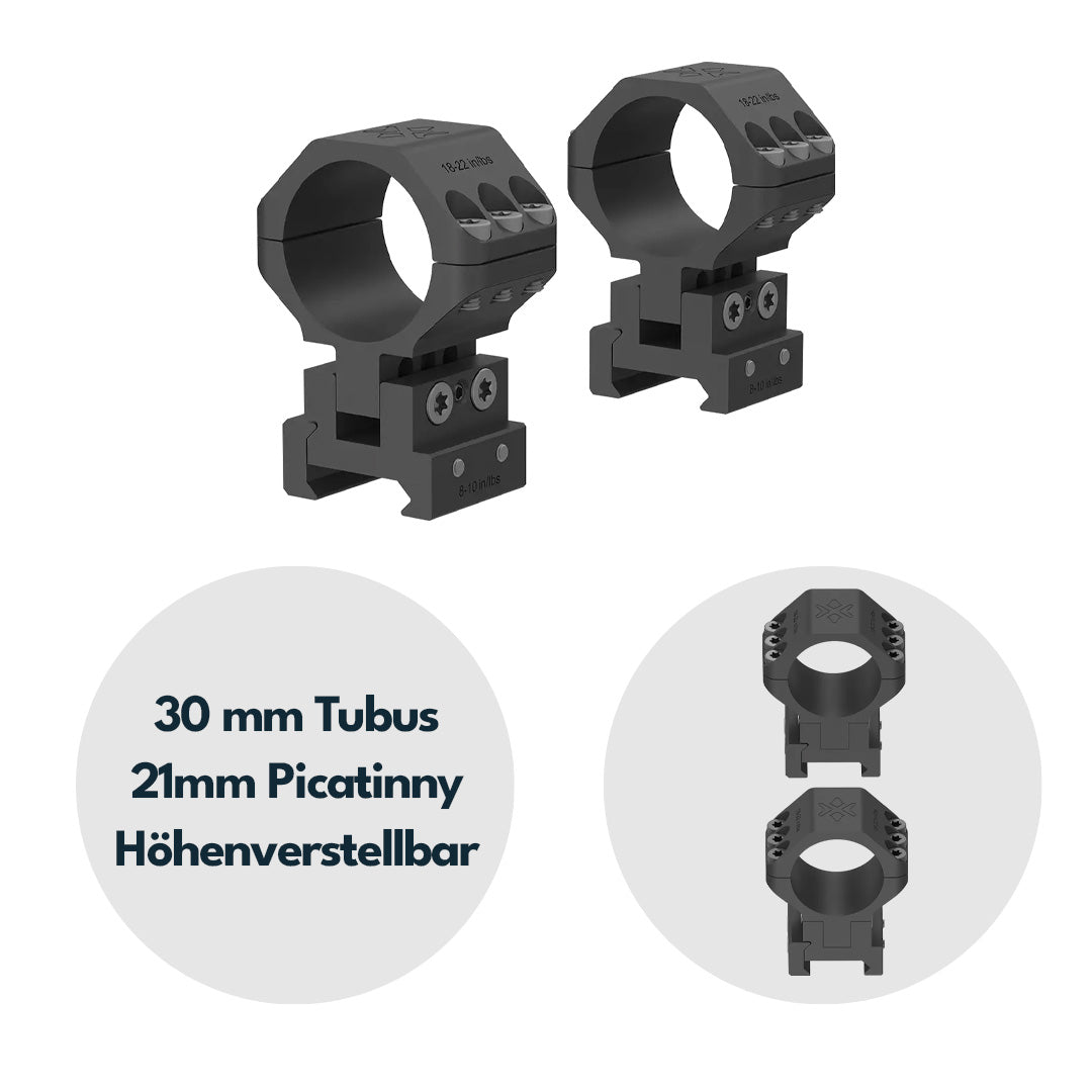 Vector Optics XASR-3041 höhenverstellbare Montage für 30mm Tubus, 21mm Picatinny, h=32-38mm
