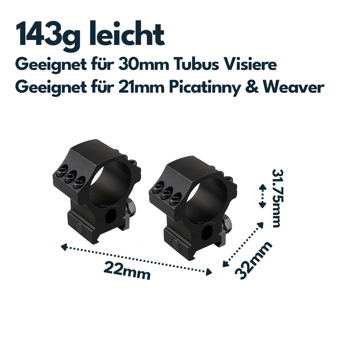 Vector Optics SCTM-34 X-Accu Zielfernrohr-Montage 30mm h=31,75mm für 21mm Picatinny Schiene
