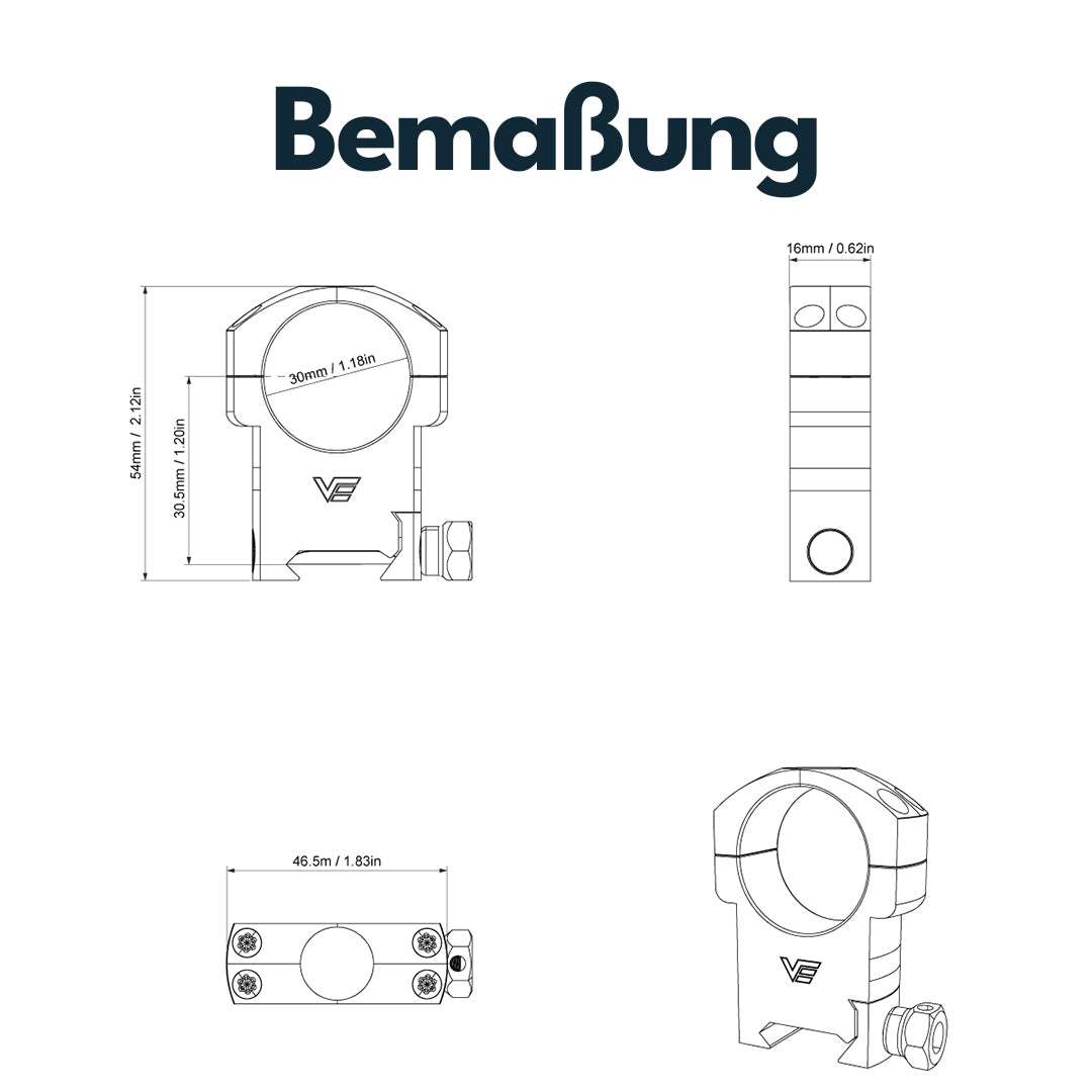 Vector Optics SCTM-08 Montage für 30mm Tubus, 21mm Picatinny, h=31mm