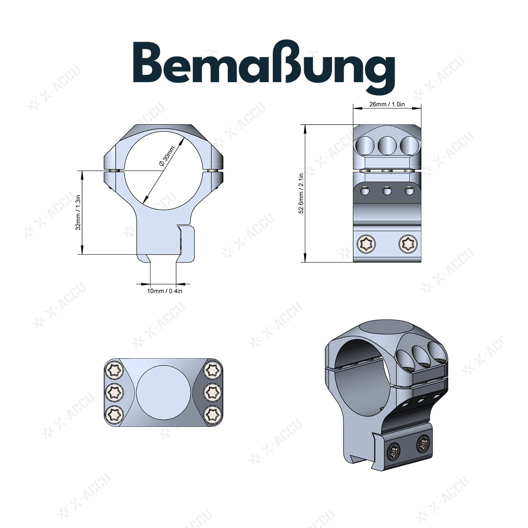 Vector Optics XASR-3005 X-Accu Montage für 30mm Tubus, 11mm Dovetail, h= 32mm