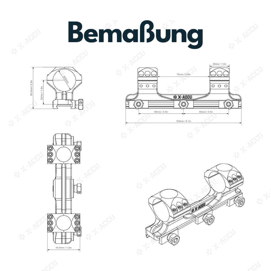 Vector Optics XASR-3010 X-Accu Blockmontage für 30mm Tubus, 21mm Picatinny, h= 32mm