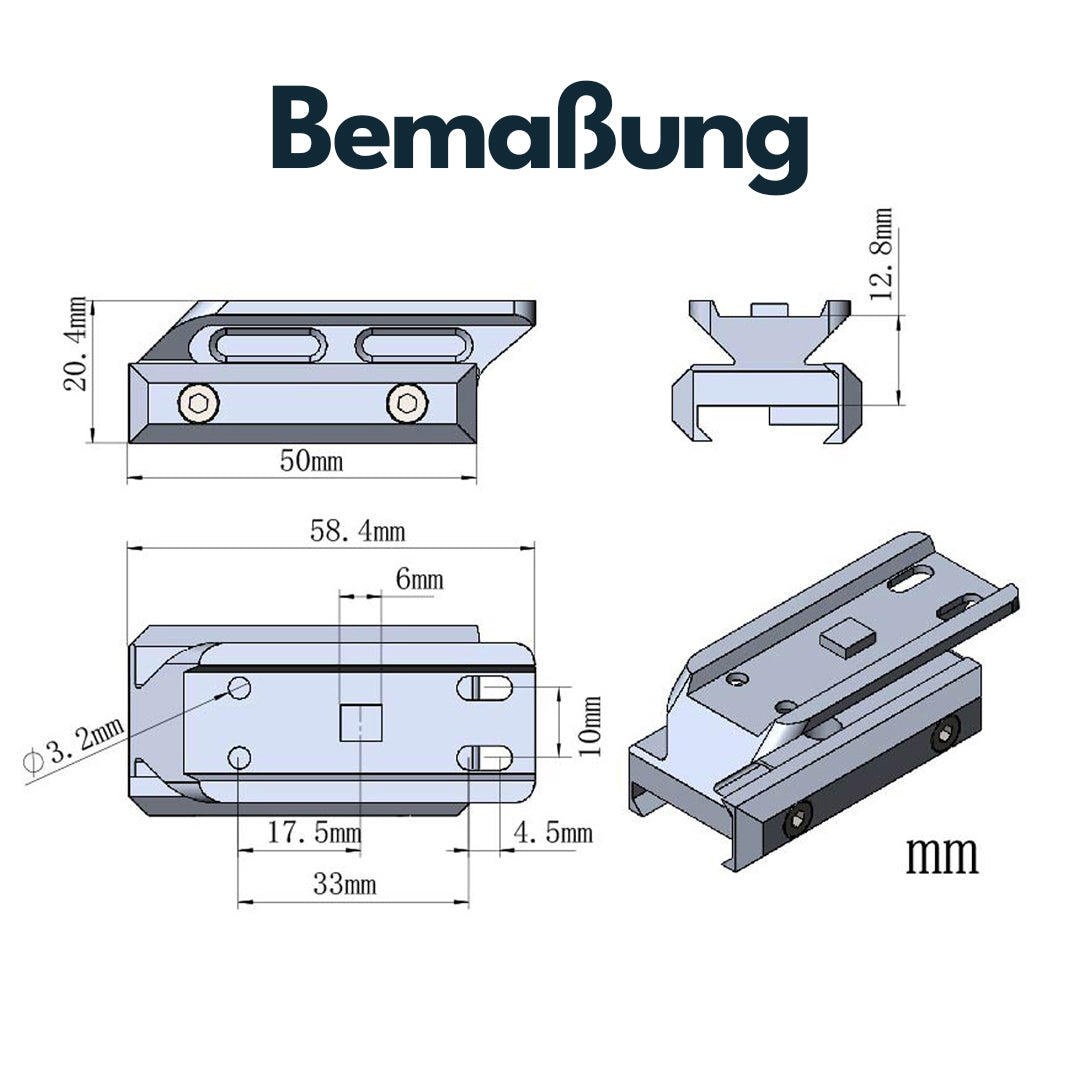 Vector Optics MAV-P05 Montage für Aimpoint Micro Footprint, 21mm Picatinny, h=12,8mm