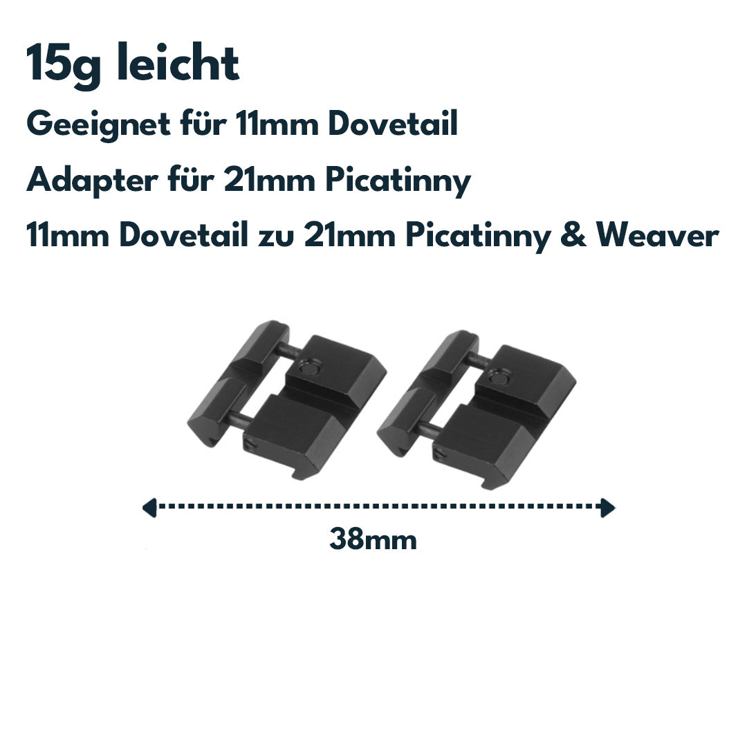 Vector Optics SCRA-06B Adapter from 11mm Dovetail to 21mm Weaver, l=38mm (2pcs)