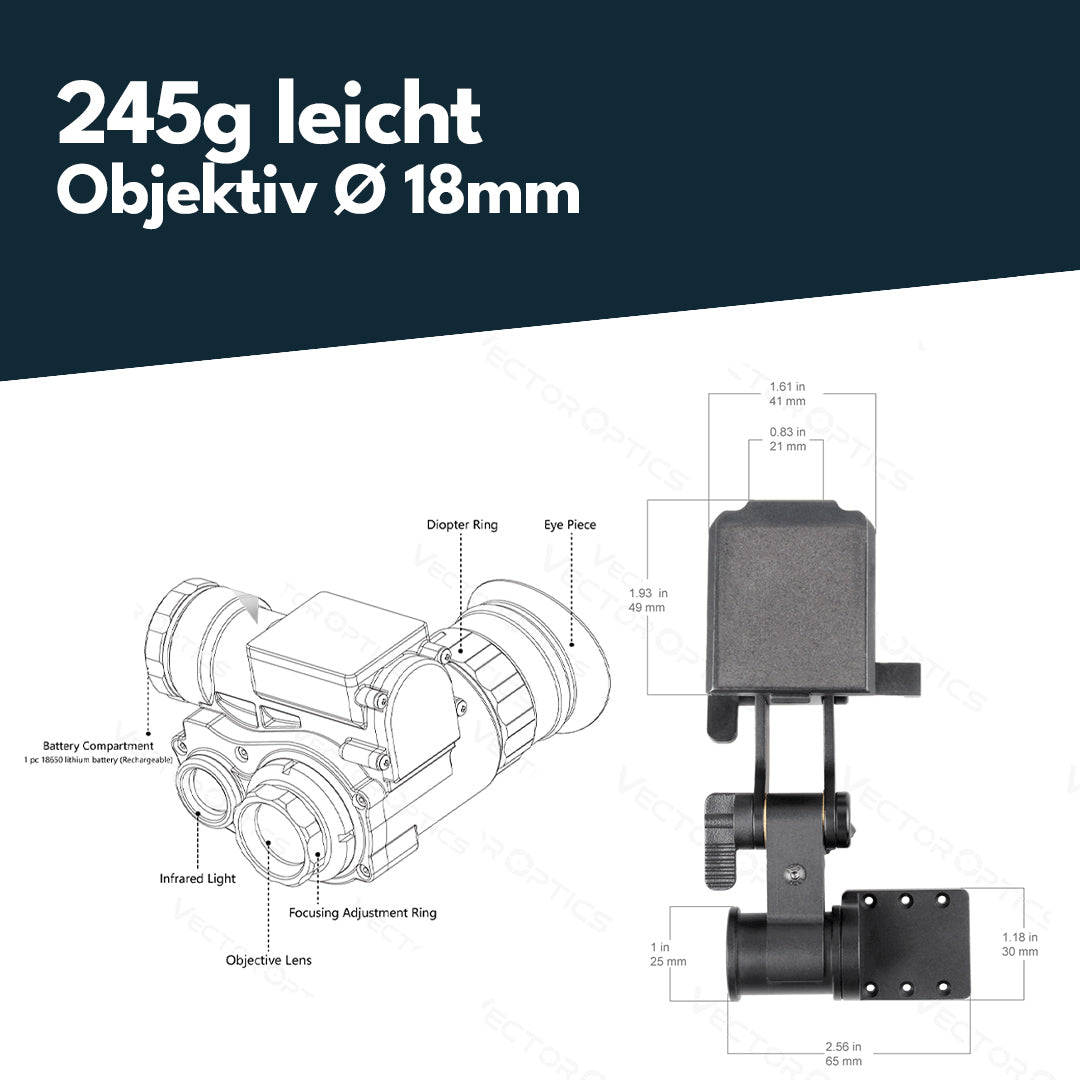 Vector Optics OWNV-10 Monocular Nachtsichtgerät mit Möglichkeit zur Helmmontage