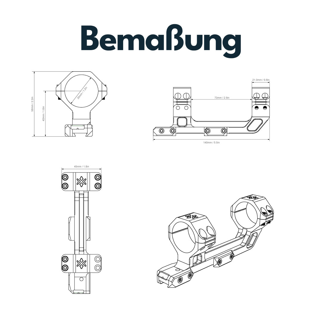 Vector Optics SCACD-25 Blockmontage mit eingebauter Wasserwaage und Neigungswinkelanzeige für 11mm Schiene