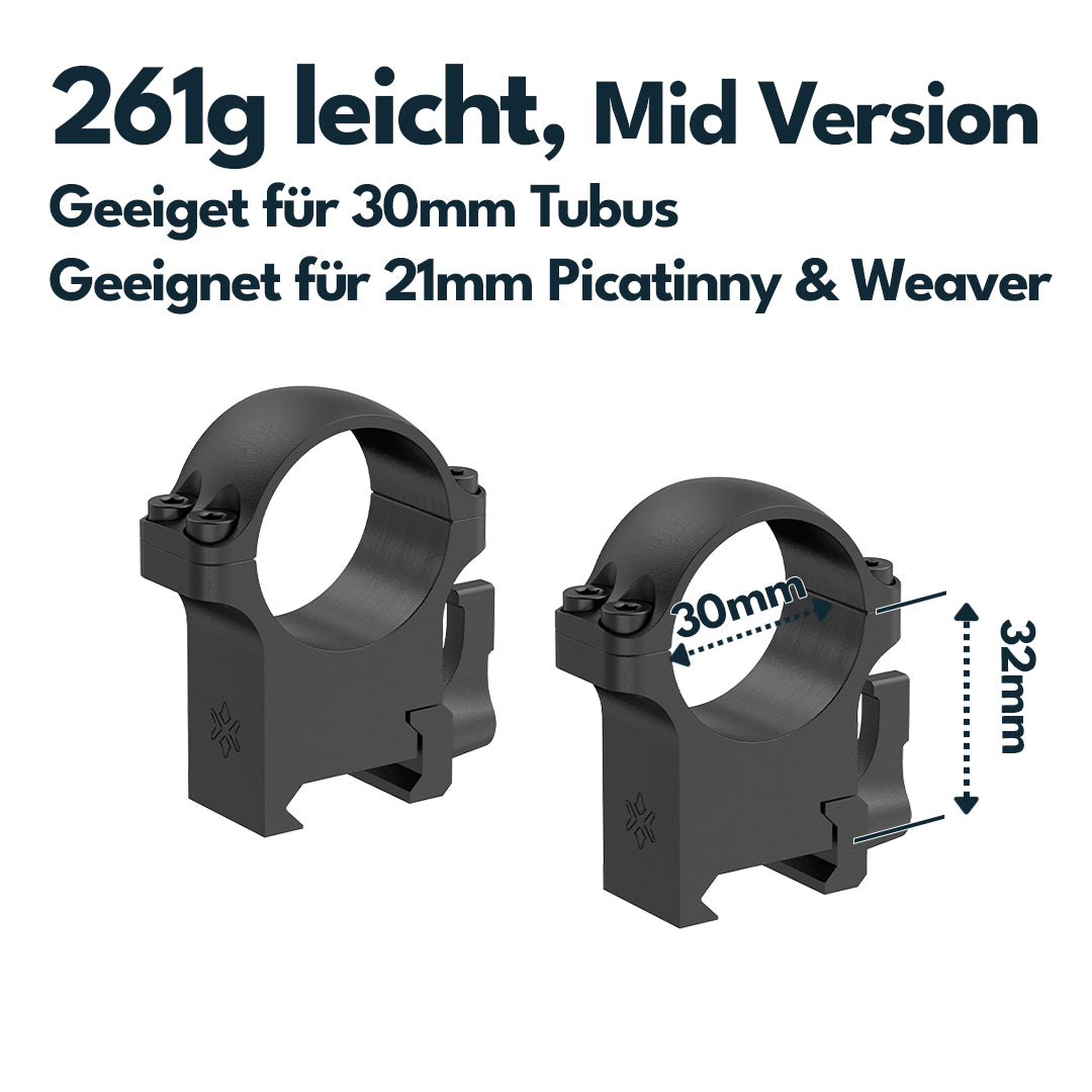 Vector Optics Stahl-Schnellmontage für 30mm Tubus, 21mm Picatinny/Weaver in verschiedenen Höhen