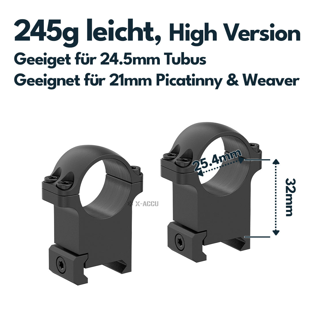 Vector Optics XASR-S01 X-Accu Stahl-Montage für 25,4mm Tubus und 21mm Picatinny/Weaver in verschiedenen Höhen