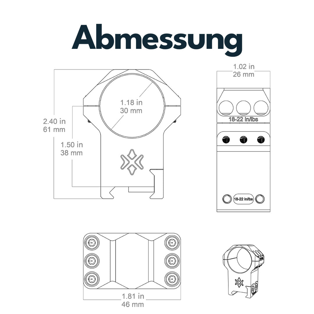 Vector Optics XASR-3053 X-Accu Montage für 30mm Tubus, 21mm Picatinny, h= 38mm
