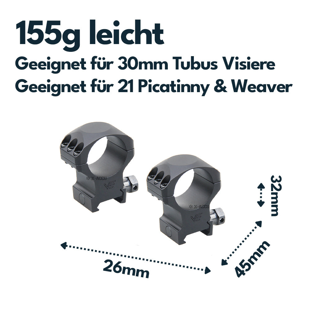 Vector Optics XASR-3002 X-Accu Montage für 30mm Tubus, 21mm Picatinny, h= 32mm