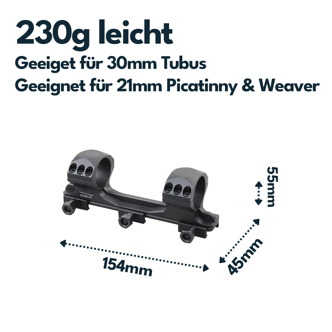 Vector Optics XASR-3011 X-Accu Blockmontage für 30mm Tubus, 21mm Picatinny, 20MOA Vorneigung, h= 32mm