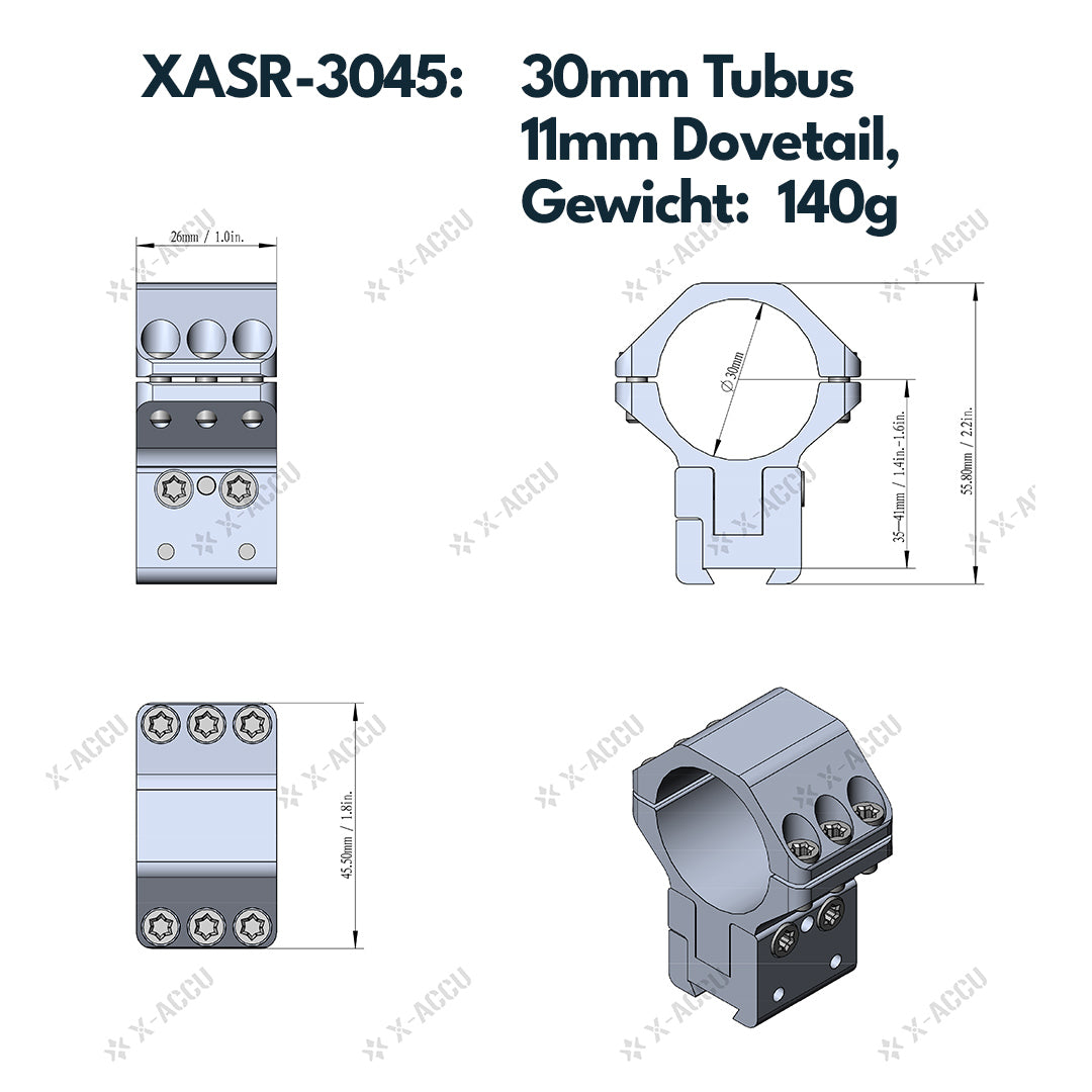 Vector Optics höhenverstellbare Montage für 25,4mm, 30mm & 34mm Tubus und 11mm / 21mm Schiene