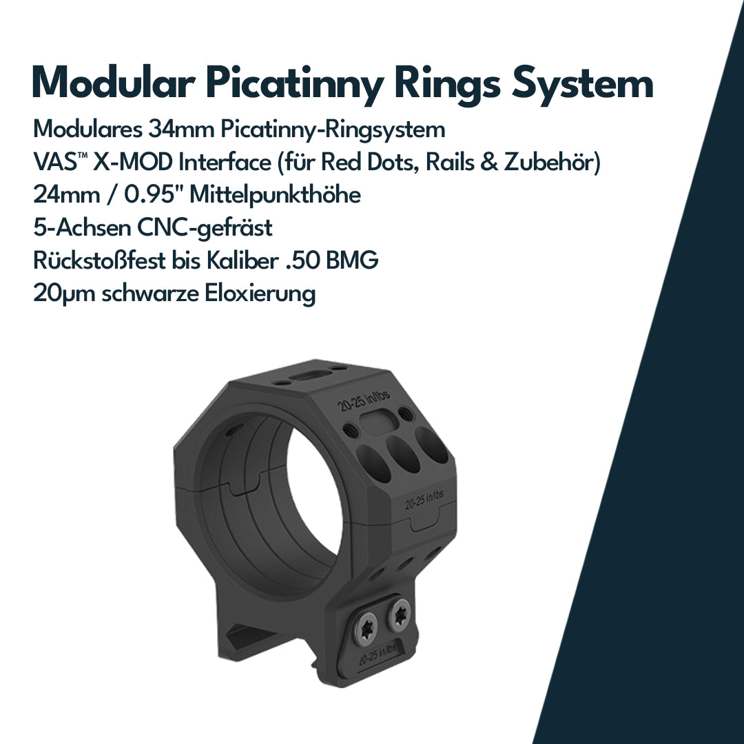 Vector Optics XASR-3471 34mm X-MOD 0.95'' Modular Picatinny Rings h=24mm