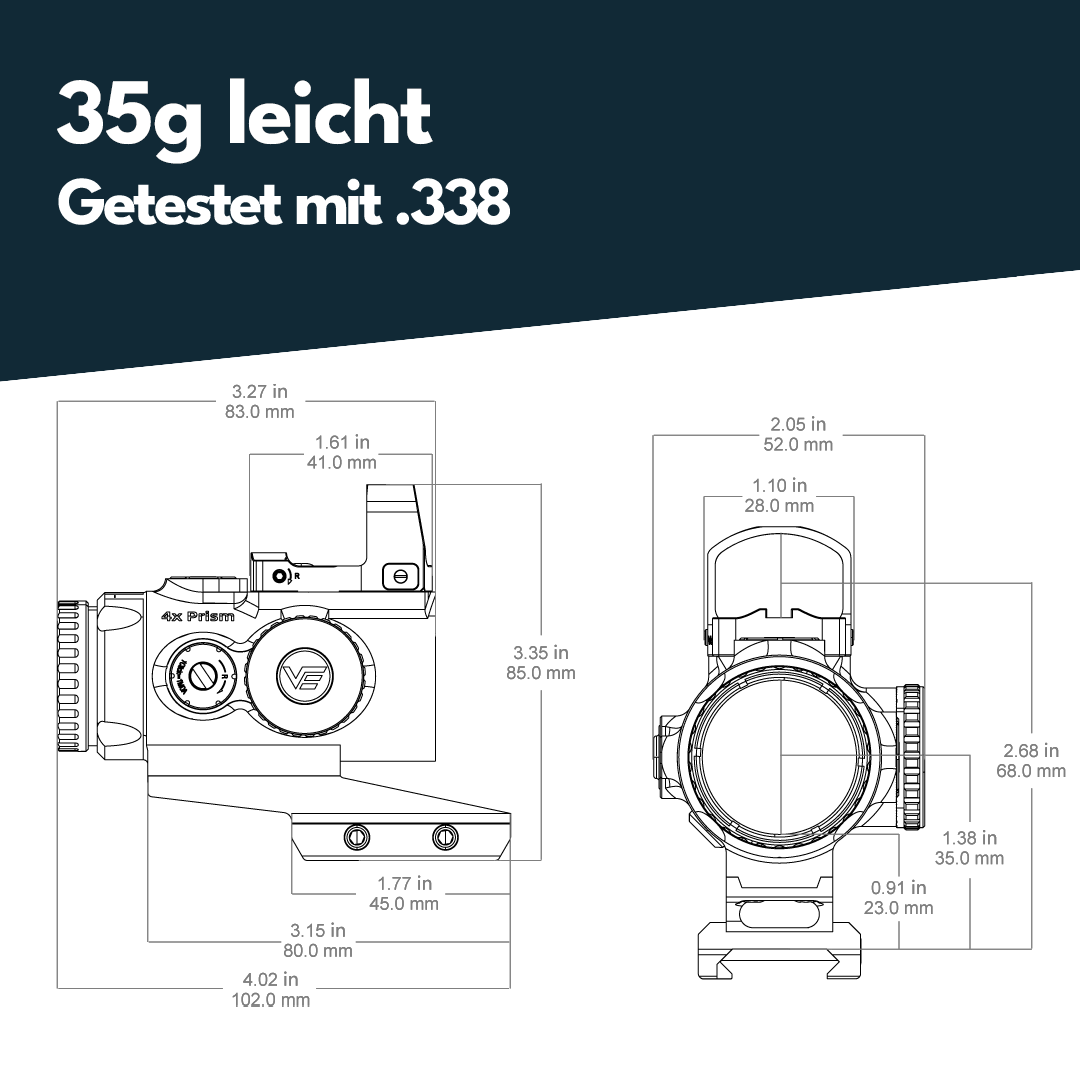 Vector Optics VOGP-01 Paragon 4x24 Mini Prism Scope & Frenzy 1x17x24 Green Dot Kit