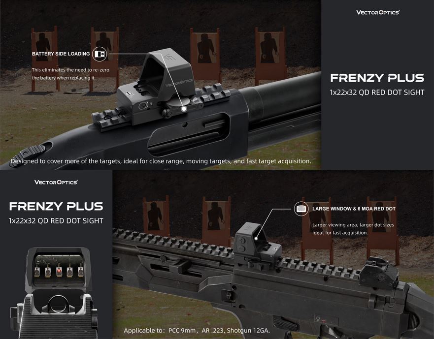 Vector Optics SCRD-65 Frenzy Plus F3 1x22x32 QD Reflexvisier