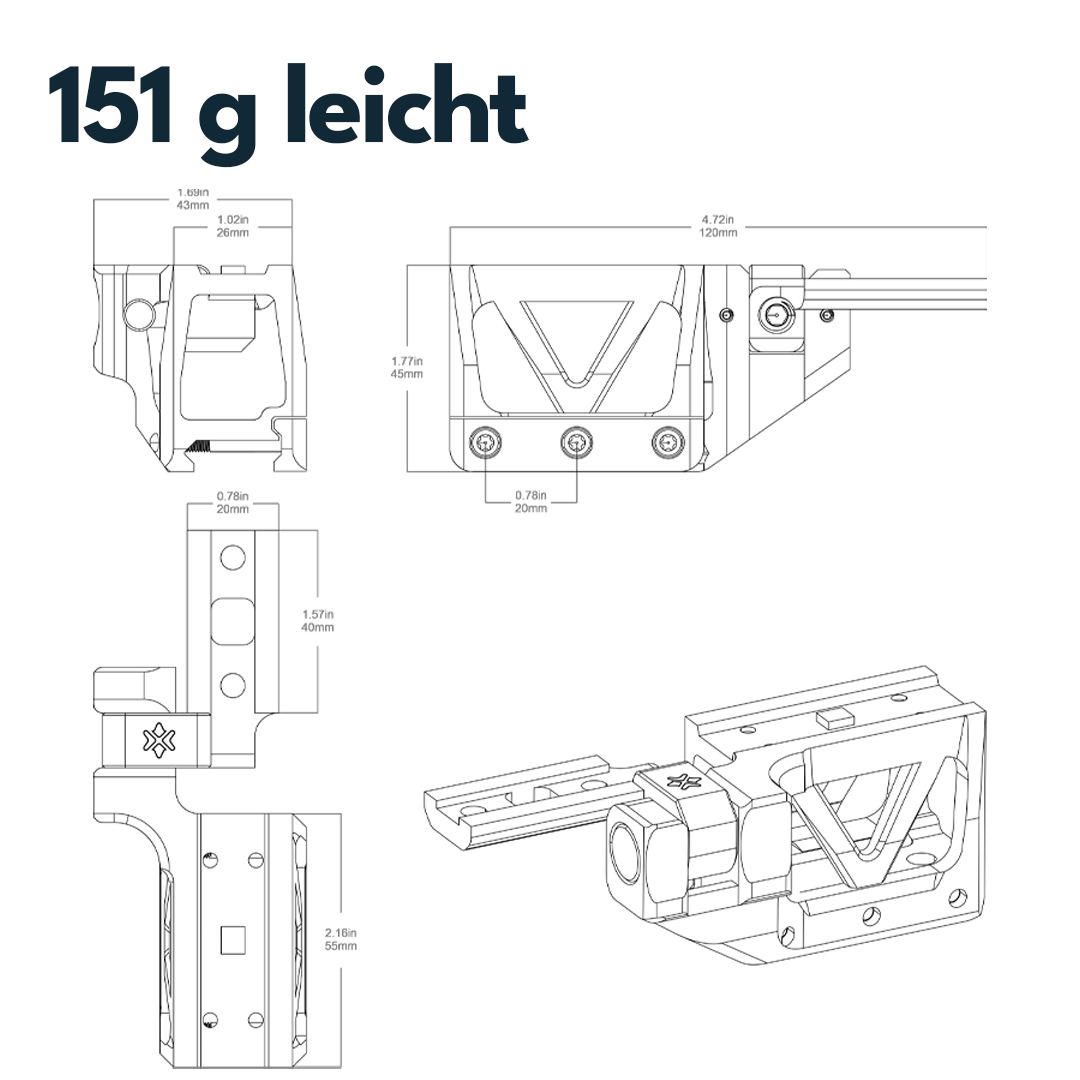 Vector Optics XASR-RM02 einteilige Montageplattform für Scrapper Visier + Paragon Magnifier