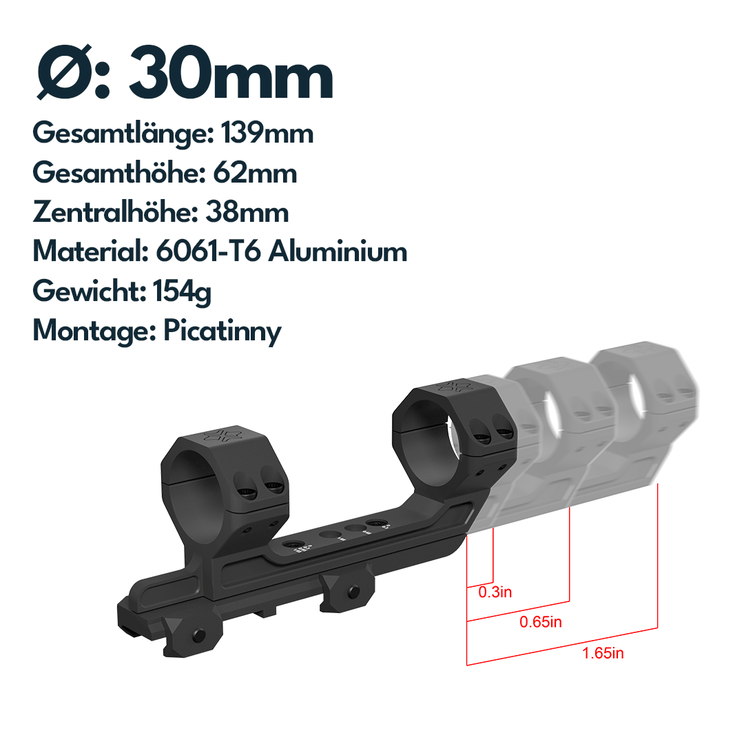Vector Optics XASR-3037 Verstellbare Extended X-Akku Blockmontage für 39mm Tubus h=38mm