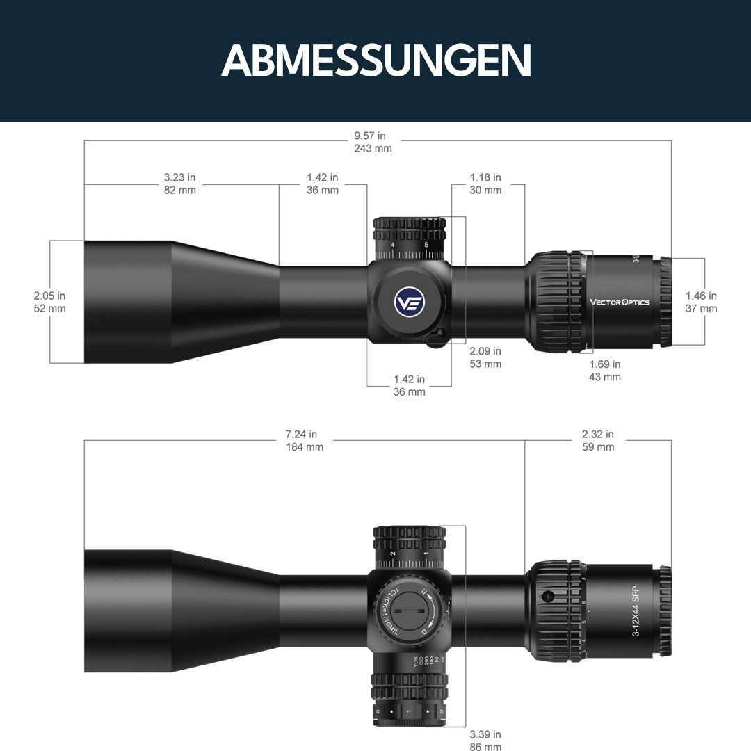 Vector Optics SCFF-89 Veyron GenII 3-12x44 HD DCR FFP