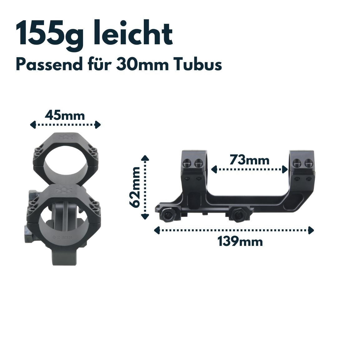 Vector Optics XASR-3032 X-Accu Blockmontage für 30mm Tubus, 21mm ext. Picatinny for AR, 20MOA Vorneigung, h=38mm