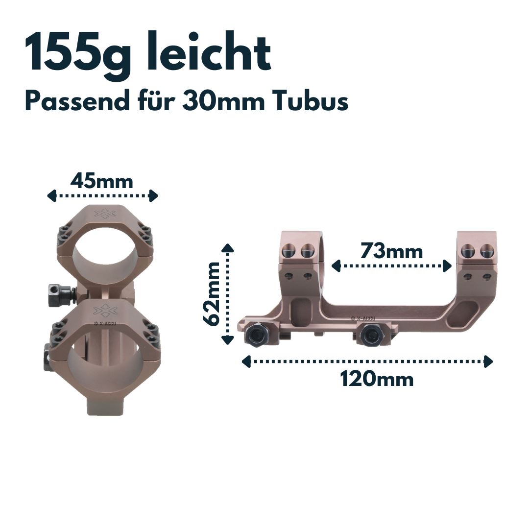 Vector Optics XASR-3035 X-Accu Blockmontage für 30mm Tubus, 21mm ext. Picatinny for AR, h=38mm FDE