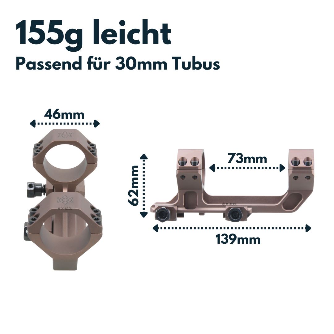 Vector Optics XASR-3036 X-Accu Blockmontage für 30mm Tubus, 21mm ext. Picatinny for AR, 20MOA Vorneigung, h=38mm FDE