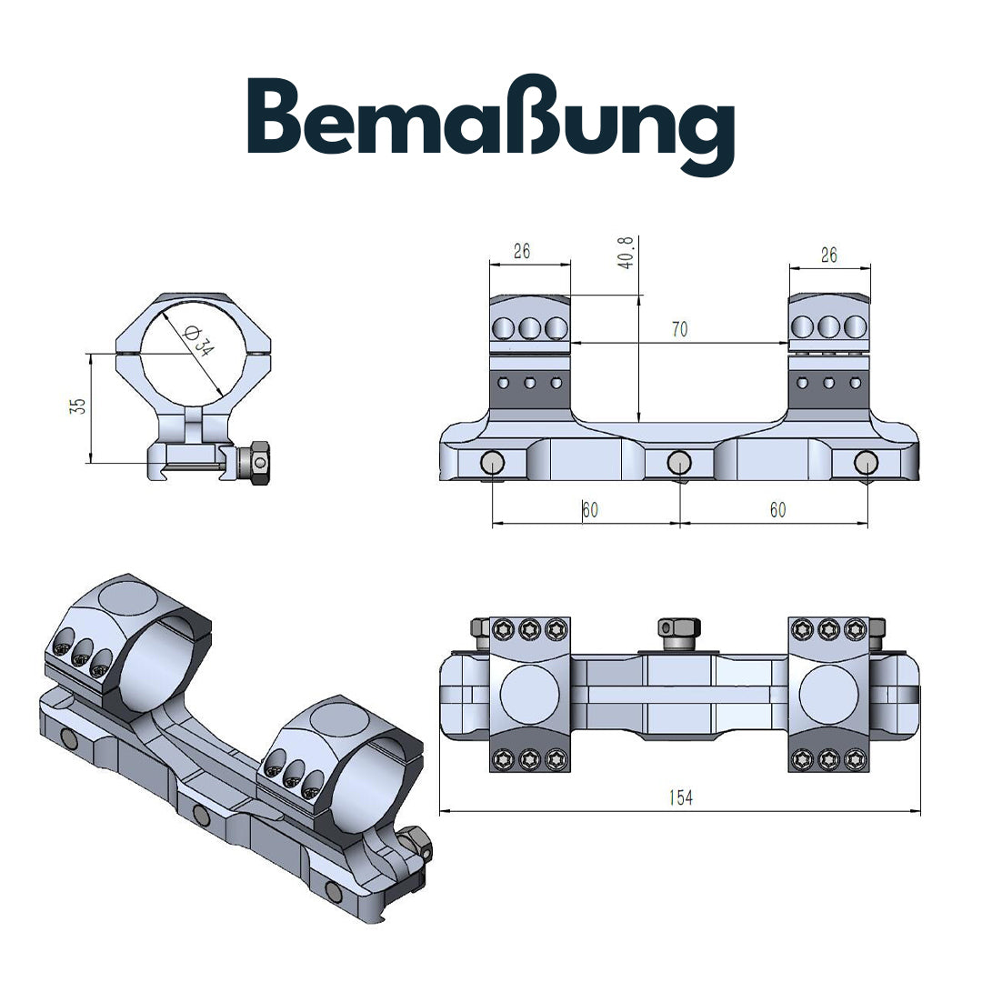 Vector Optics SCTM-60 X-Accu Blockmontage für 34mm Tubus, 21mm Picatinny, h=35mm