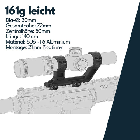 Vector Optics XASR-3038 X-Accu Blockmontage für 30mm Tubus, 21mm Picatinny for AR, h=50mm