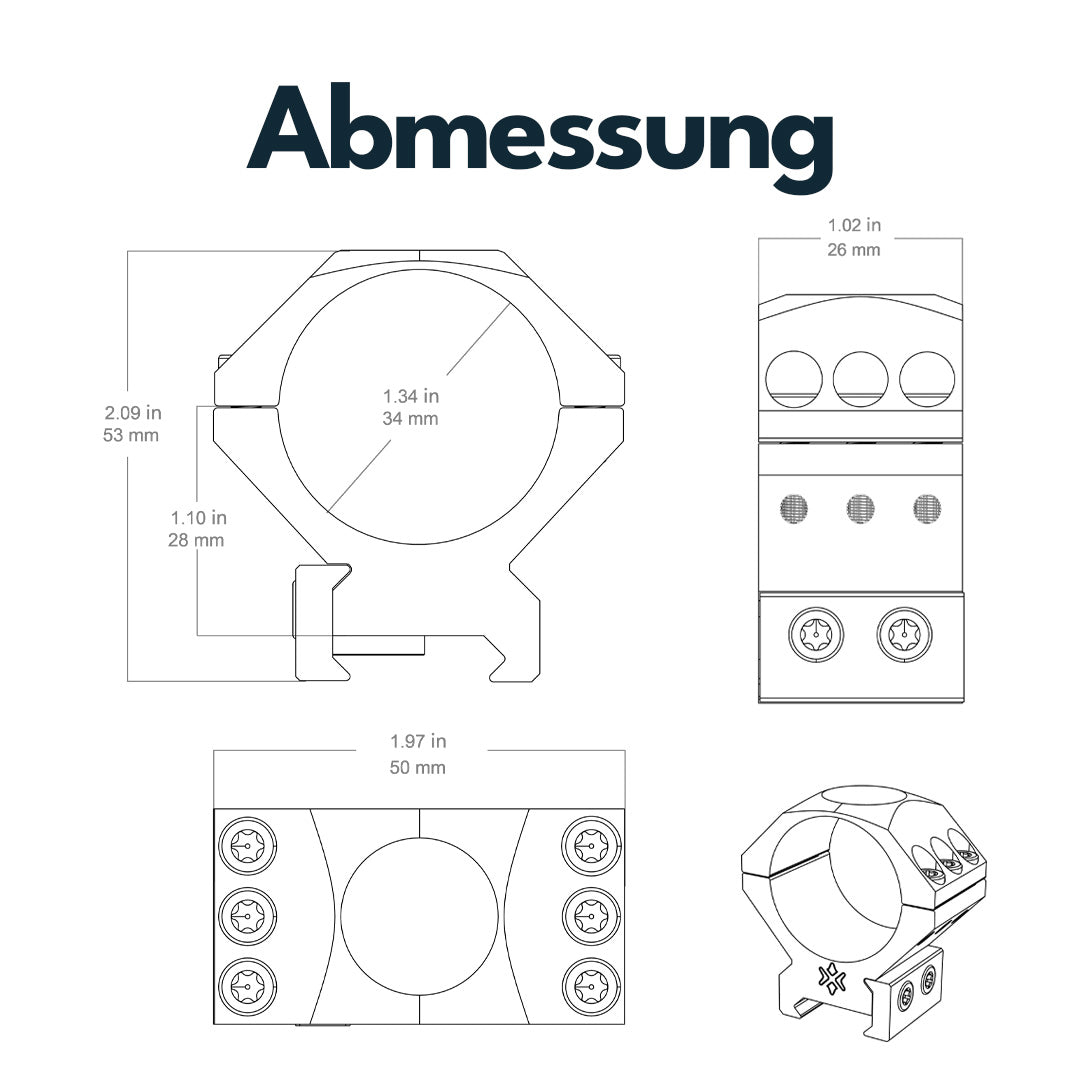 Vector Optics SCTM-52 X-Accu Montage für 34mm Tubus, 21mm Picatinny, h=28mm