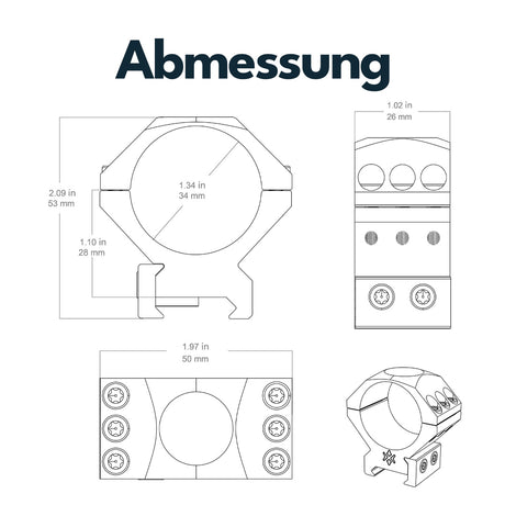 Vector Optics SCTM-52 X-Accu Montage für 34mm Tubus, 21mm Picatinny, h=28mm