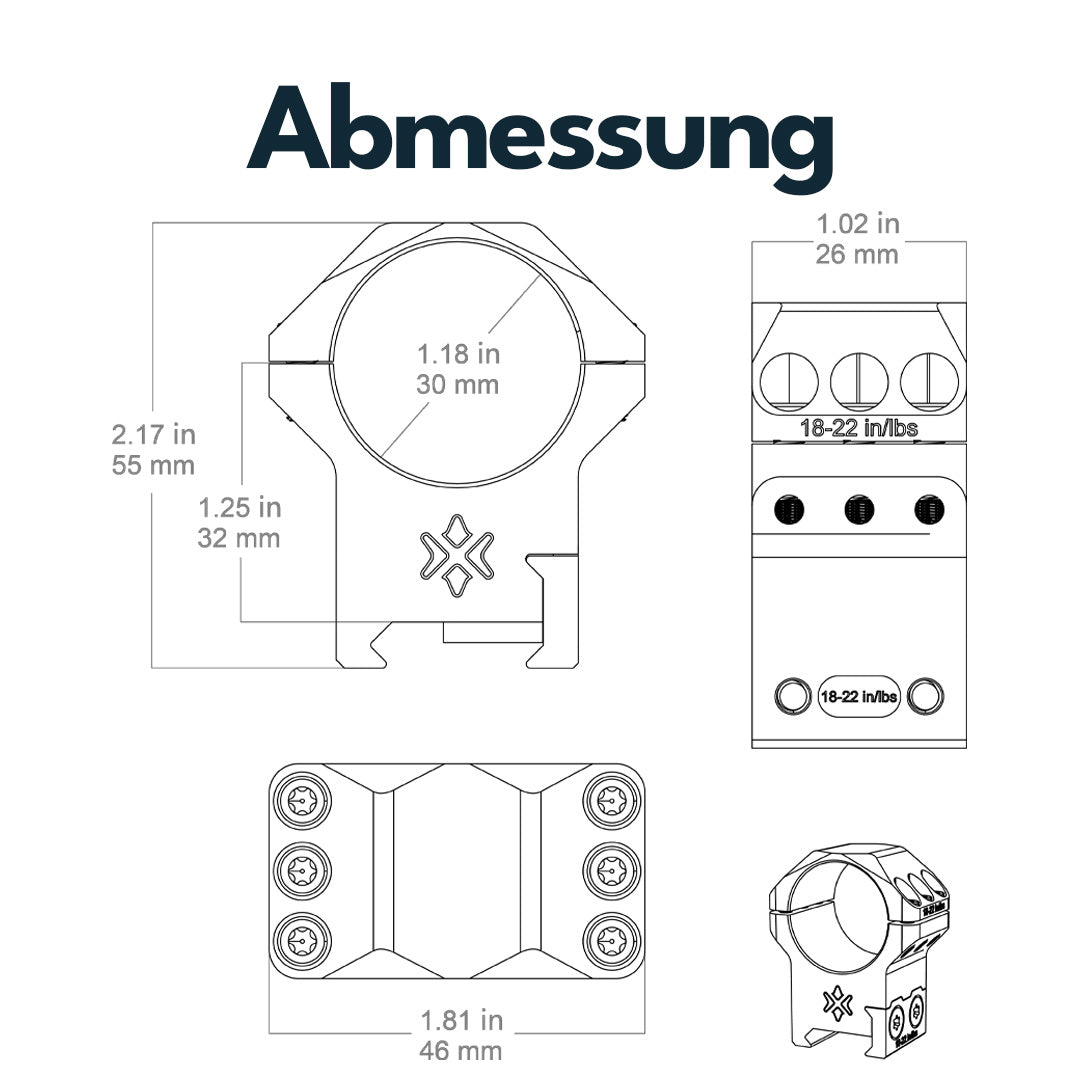 Vector Optics XASR-3052 X-Accu Montage für 30mm Tubus, 21mm Picatinny, h= 32mm