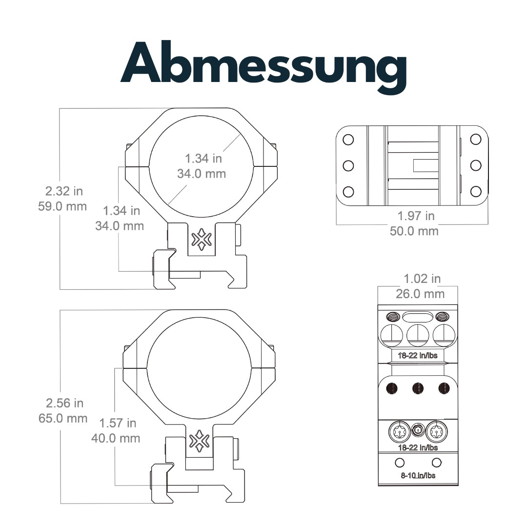 Vector Optics XASR-3451 Höhenverstellbare Ringe 34mm Tubus, 21mm Weaver