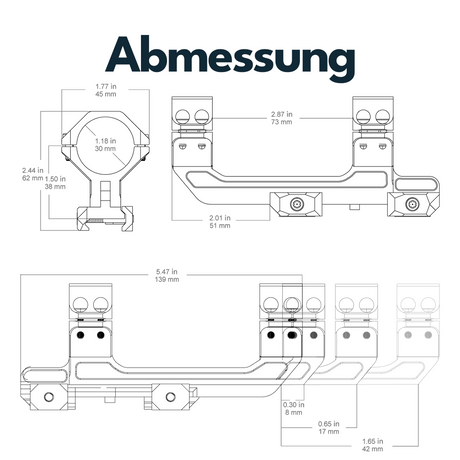 Vector Optics XASR-3037 Verstellbare Extended X-Akku Blockmontage für 39mm Tubus h=38mm