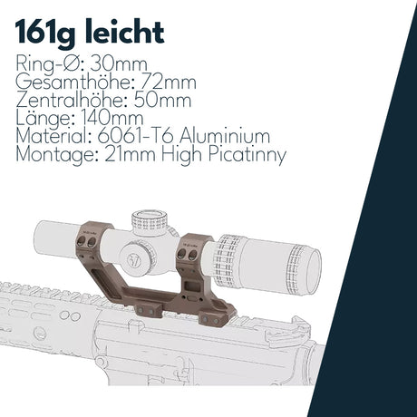 Vector Optics XASR-F3038 X-Accu Blockmontage für 30mm Tubus, 21mm Picatinny for AR, h=50mm