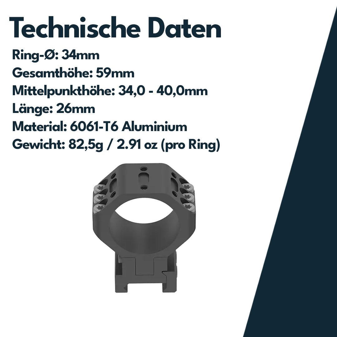 Vector Optics XASR-3451 Höhenverstellbare Ringe 34mm Tubus, 21mm Weaver